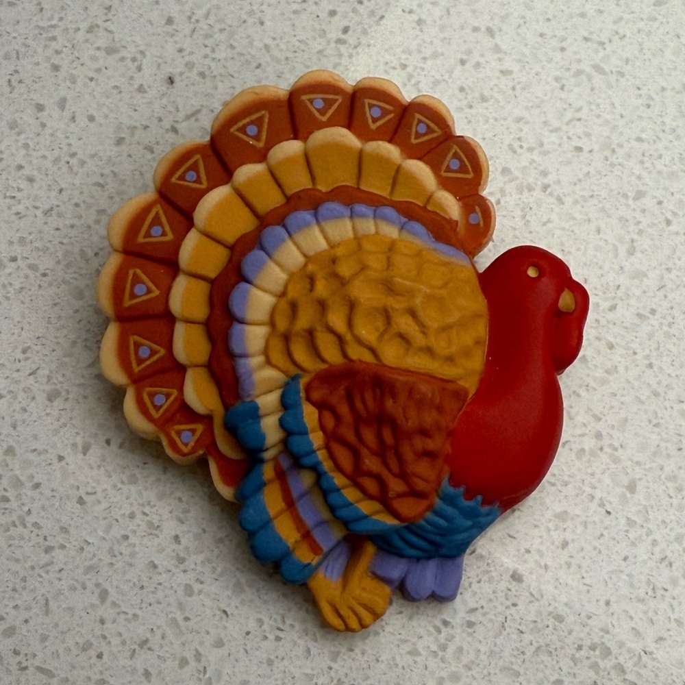 Vintage Hallmark Turkey Brooch Pin Thanksgiving 1980s - Picture 2 of 6